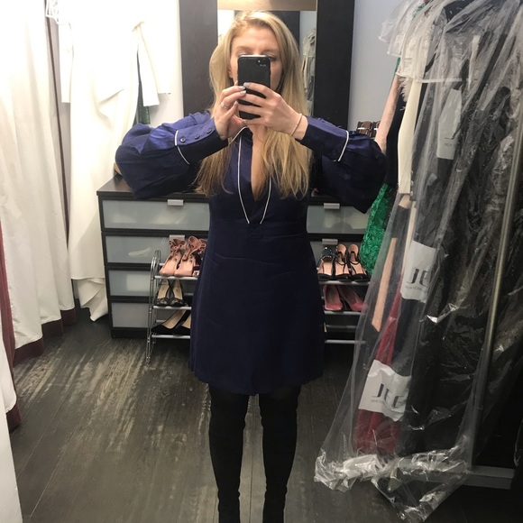 Navy Satin Dress - Picture 2 of 4